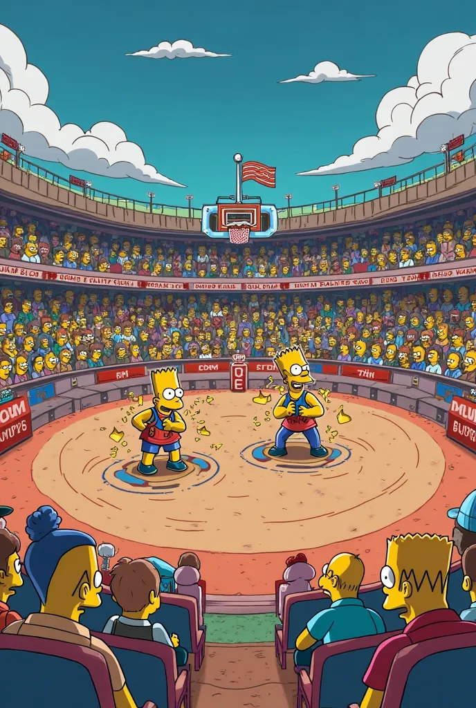 Une image avec une Arène de combat des simpsons avec écrit « BarBot »