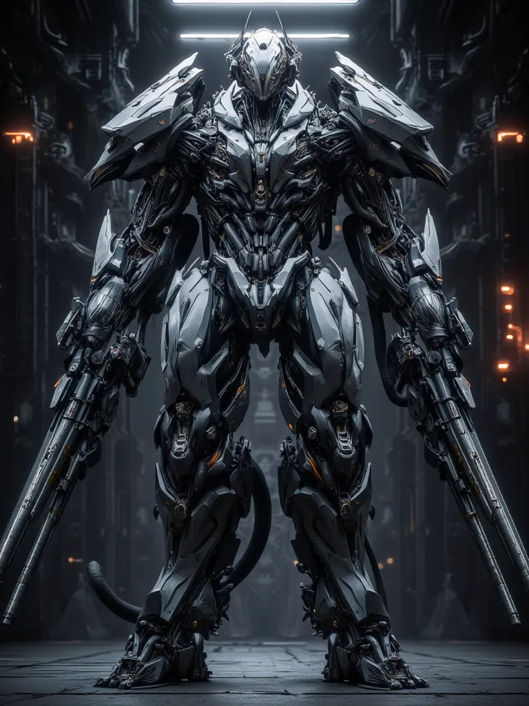 "A cybernetic war machine with a humanoid form, multiple mechanical arms wielding laser guns, and an indestructible titanium exoskeleton, set against a dark sci-fi background."