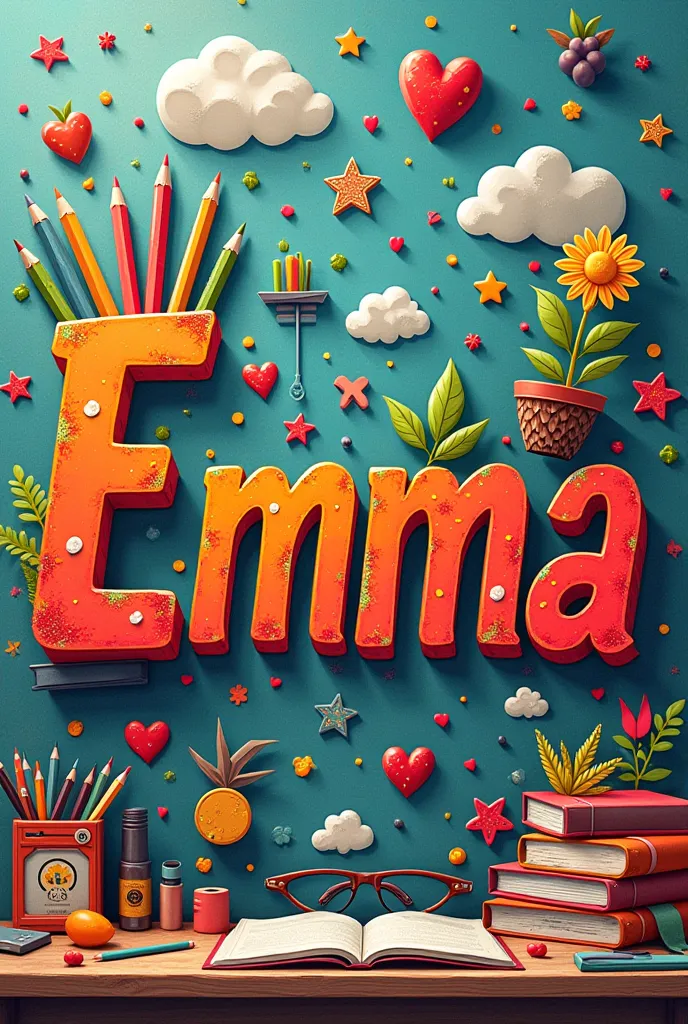 Creative, Text, Art,Emma, Toys, School, Love, Word Art, Highest Quality, colorful text