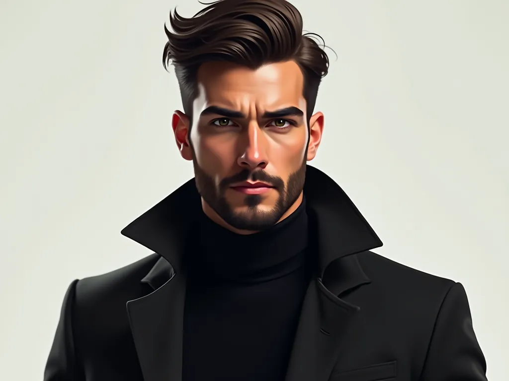 i want create  vector 3d realistic art white handsome man wearing black sport jacket