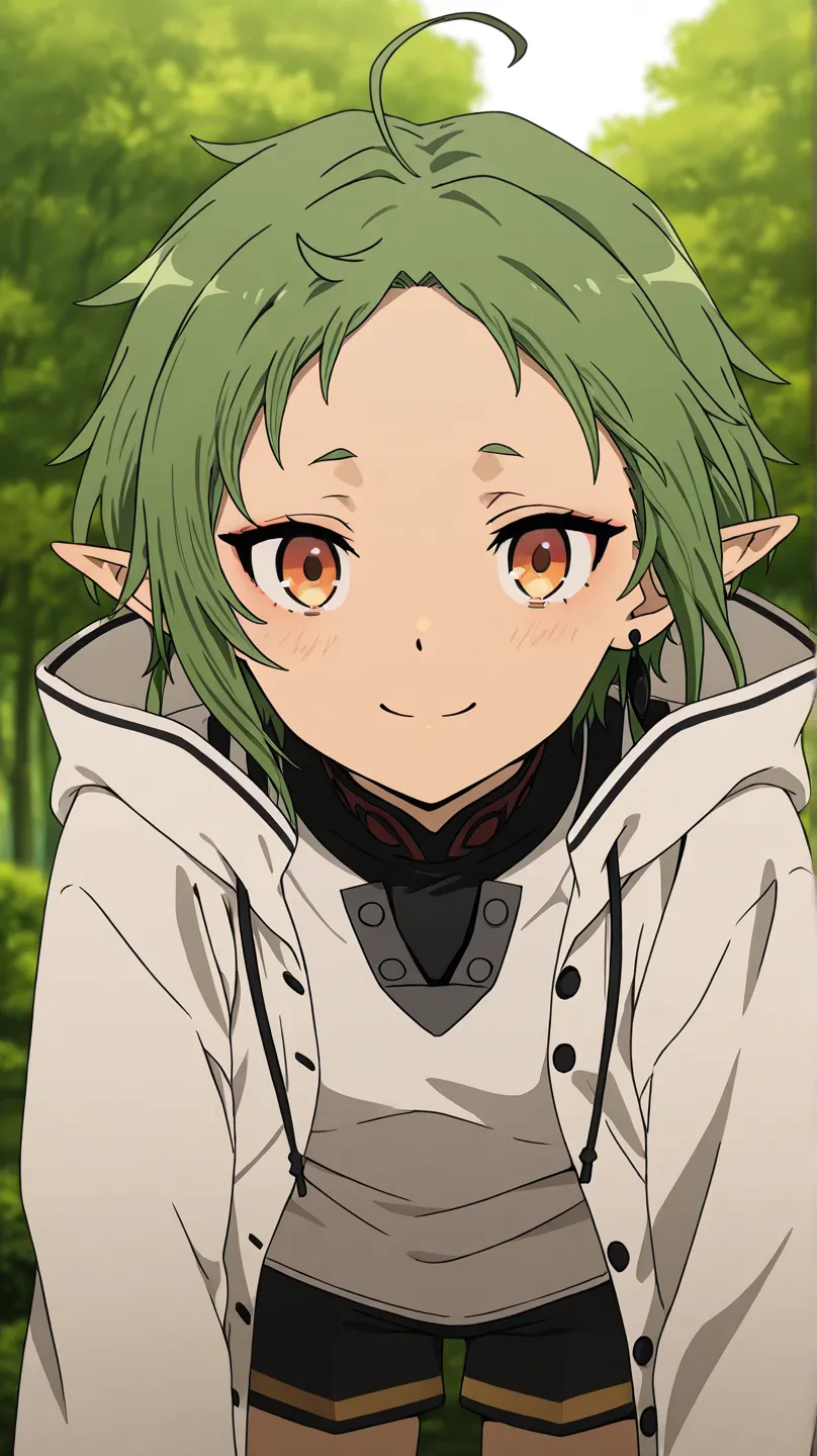 sylphiette greyrat,mushoku tensei
High quality ,  best quality , masterpiece,  High Resolution , detailed face( LoRA: agnes transcend),anatomically correct, detailed hair(LoRA: transcend) ,,anime coloring
solo, 1 girl, 
grey hair, orange eyes, forehead, ah...