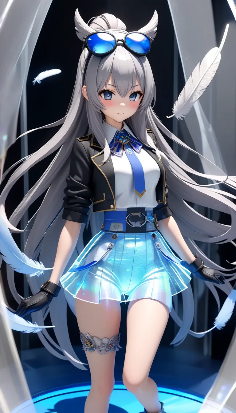  Sorazaki Hina。Sorasaki Hina。 Sorazaki Hina (Sorasaki Hina)はBlue Archiveのキャラクター。　Blue Archive。Gray Hairをlong hair caught in a hole。feathers on the waist 、。 virtual animal beast idol。\  character "  atlus"\, alone, ((   Transparency ３d,   transmission treat...