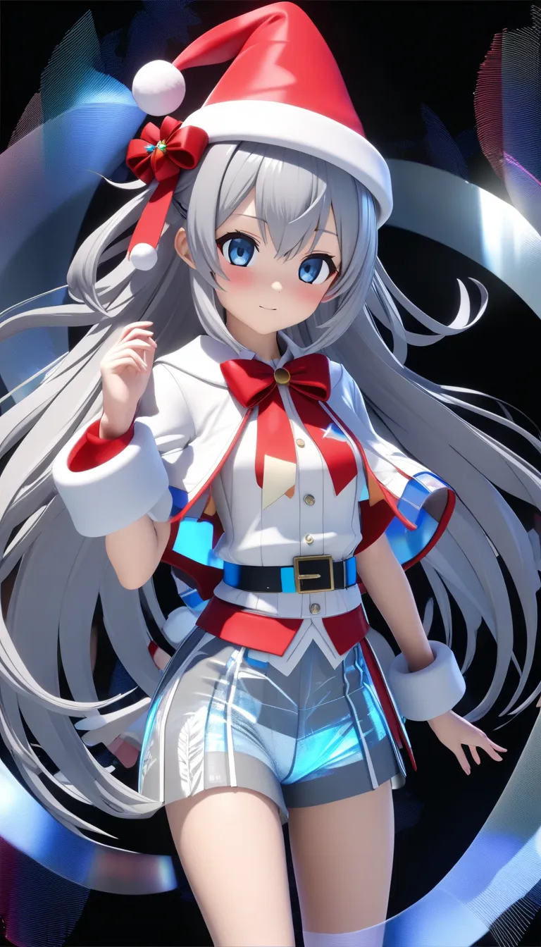  Sorazaki Hina。Sorasaki Hina。 Sorazaki Hina (Sorasaki Hina)はBlue Archiveのキャラクター。　Blue Archive。Gray Hairをlong hair caught in a hole。feathers on the waist 、。 virtual Santa clothes idol。\  character "  atlus"\, alone, ((   Transparency ３d,   transmission trea...