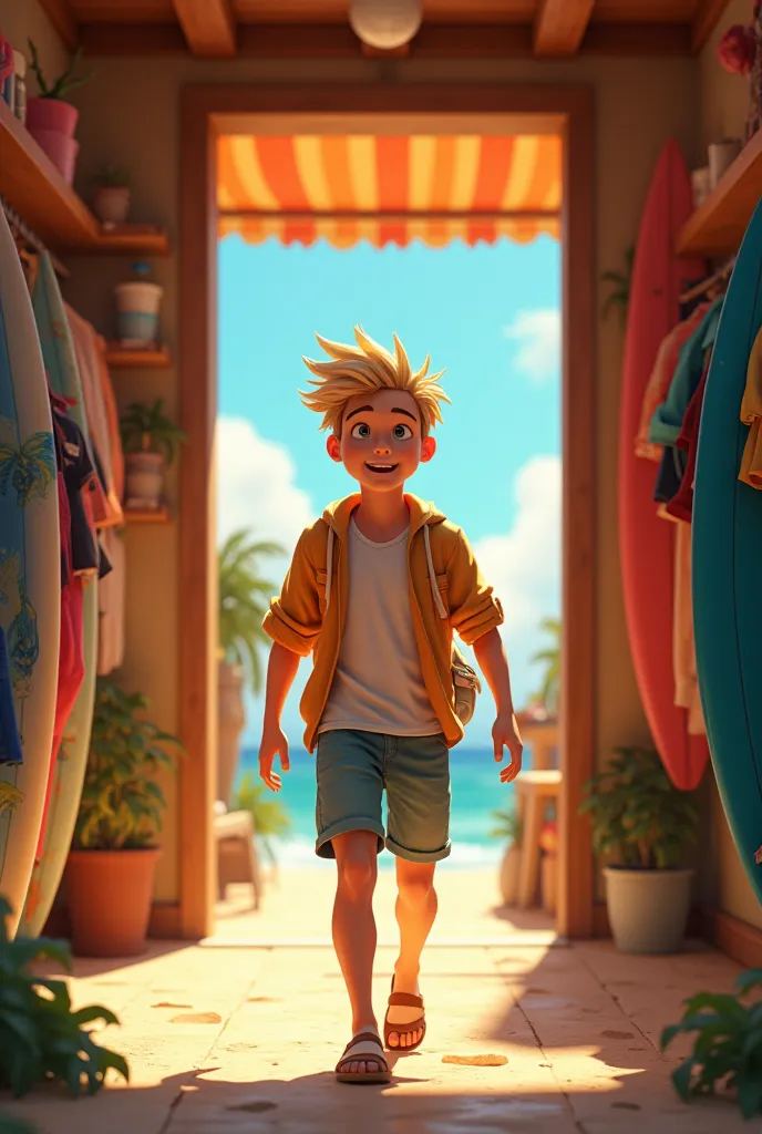  Another 18-year-old boy entering the surf shop 
(animated photo)