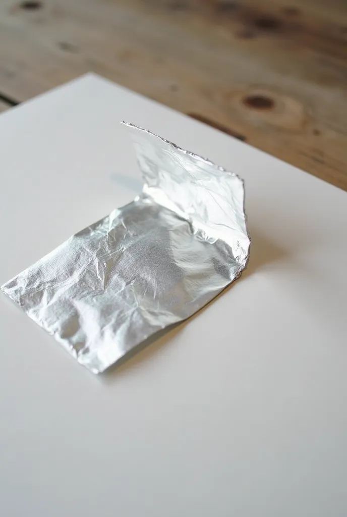 Place a strip of aluminum foil on the top of the paper strip . Position the top foil strip one inch over the piece of paper (Note: do not let the pieces of foil touch each other!). Easy drawing