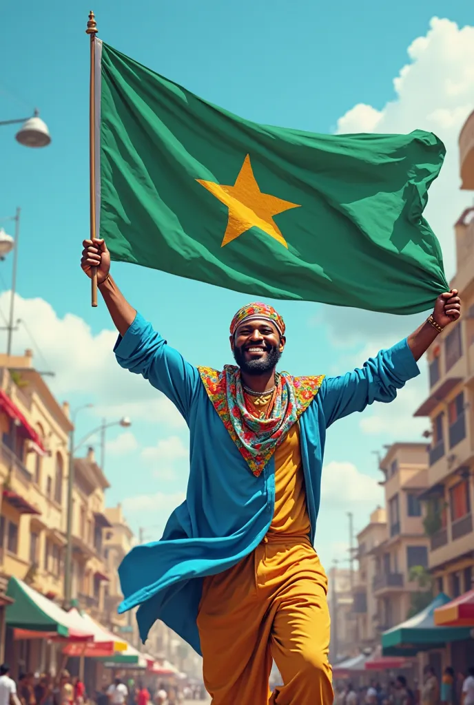 A man who waves up a somali flag