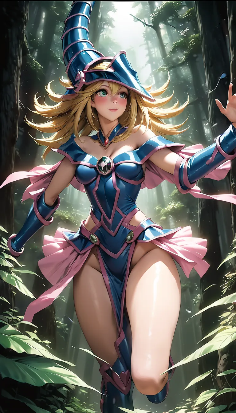 dark magician girl nsfw, blond hair , upper body, side shot, Alternative Color, masterpiece,  detailed illustration , realistic,  pixiv of the highest quality , exquisite, {{{ pretty dark maga girl covered in glass 1 }}},   Superbeauty Merging with the mac...