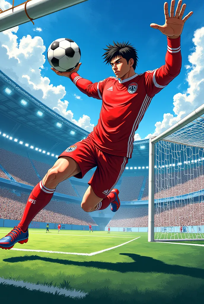 Create a character Bock on the ball for the goal with de Sasuke