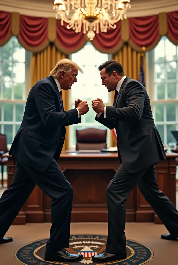 Donald Trump fistfights Elon Musk in the oval office