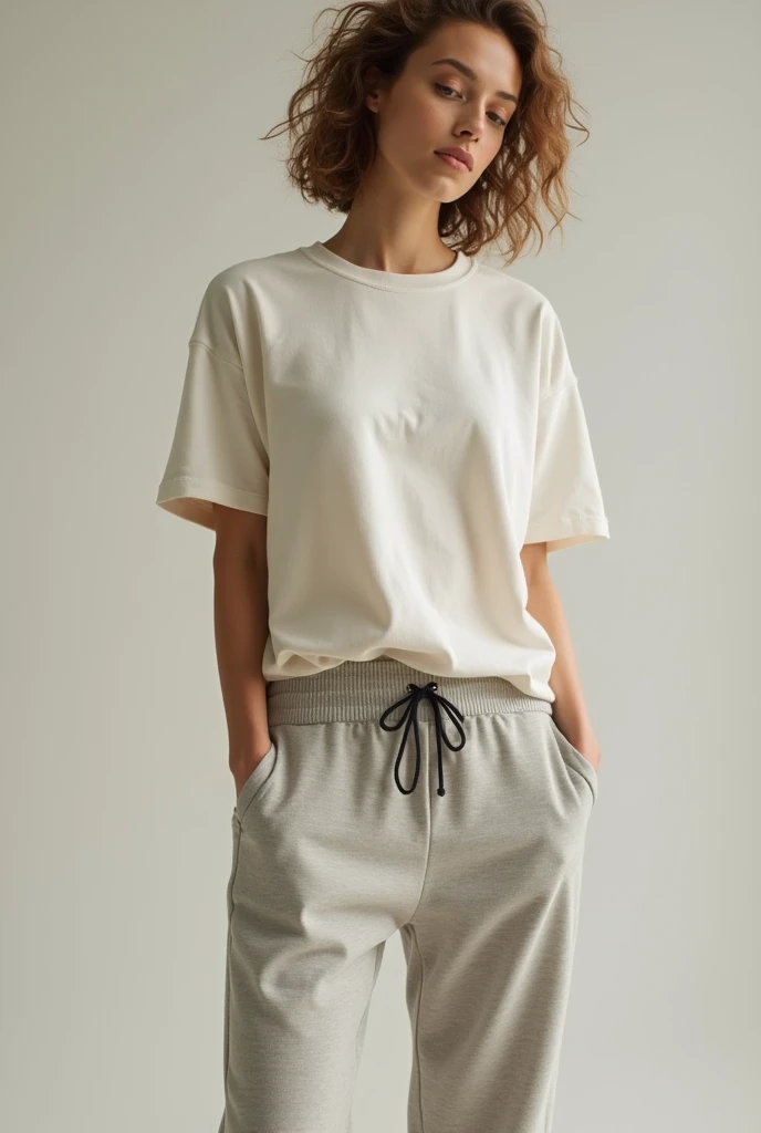 Short-sleeved shirt with sweatpants