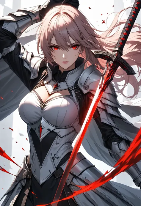 Ultra-high resolution, super detailed, dynamic composition, staring at you, and slash vertical with sword,
a female paladin, solo, (holding sword with her hands, A sword swung down vertically, (lifting it above her head, and after Swings down at you with ...