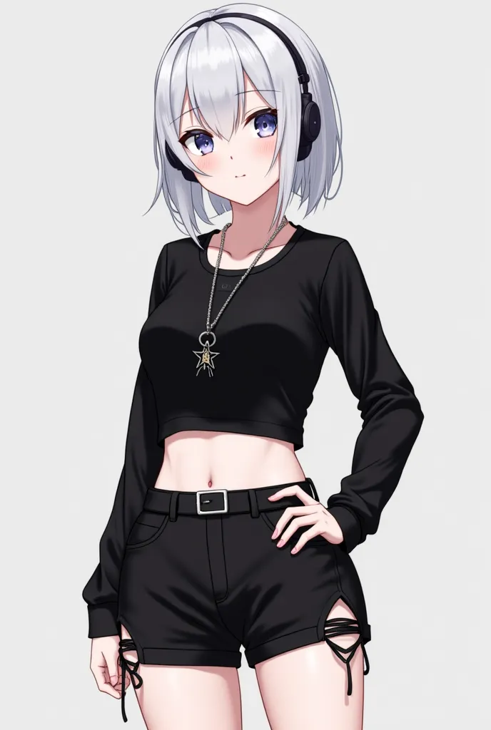 Alpha today's outfit：ALPHA IS A SILVER-HAIRED BLUE-EYED WHITE SKINNED WOMAN WITH A HEIGHT OF 158
tops：Black Fitted Solid Color Long Sleeve Top，Part of the sleeve covers to the back of the hand，thumb is pierced through a small hole designed on the sleeve
Un...