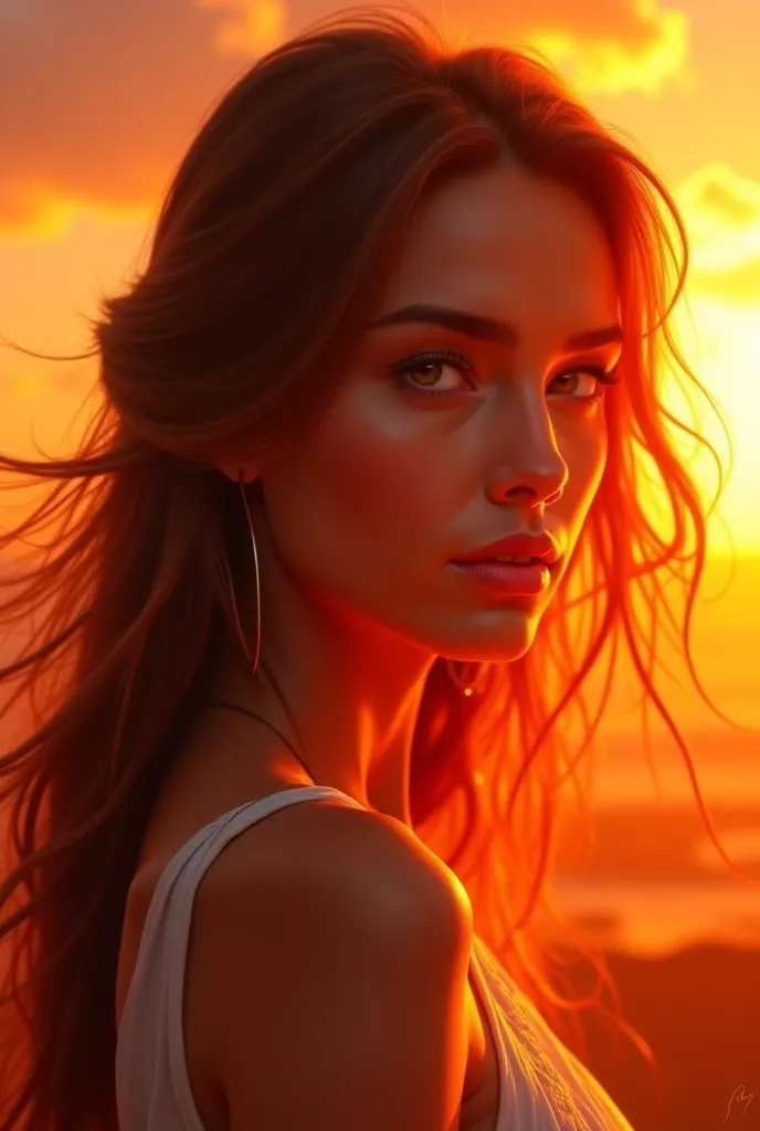 You can make her hair smooth, soft and a sunset a little more orange.?