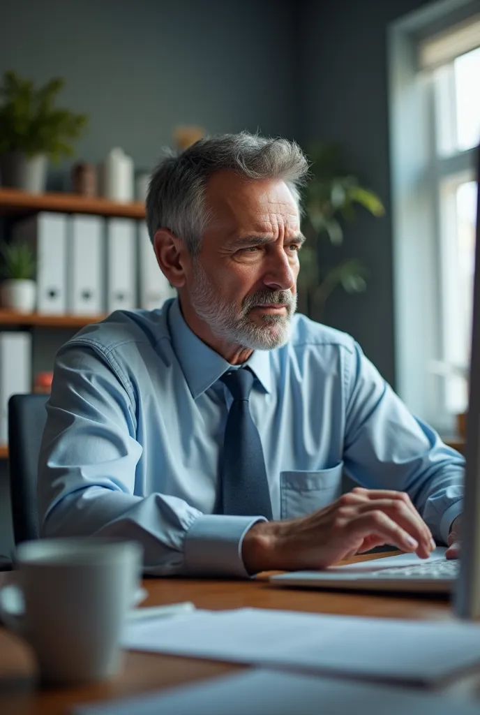 John nodding, updating the job post, looking determined.