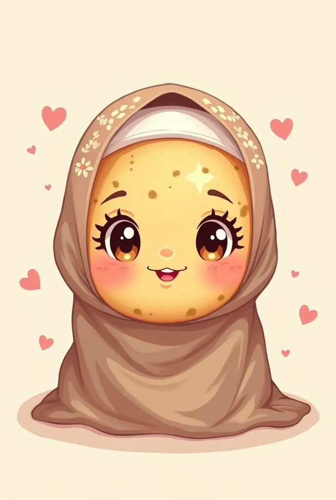 Make a chibi animated potato face wearing a hijab. For an icon 