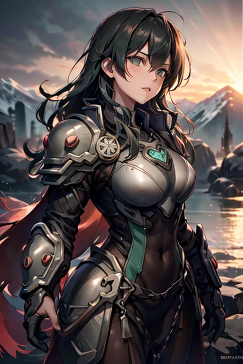 MOUNTAIN,Fluid movement,, hxarmour,1girl,(dark green armour:1.3),, ultra-detailed,extremely delicate and beautiful,(by exquisite colors block),masterpiece,best quality,unreal engine 5 rendering,movie light,movie lens,movie special effects,detailed details,...