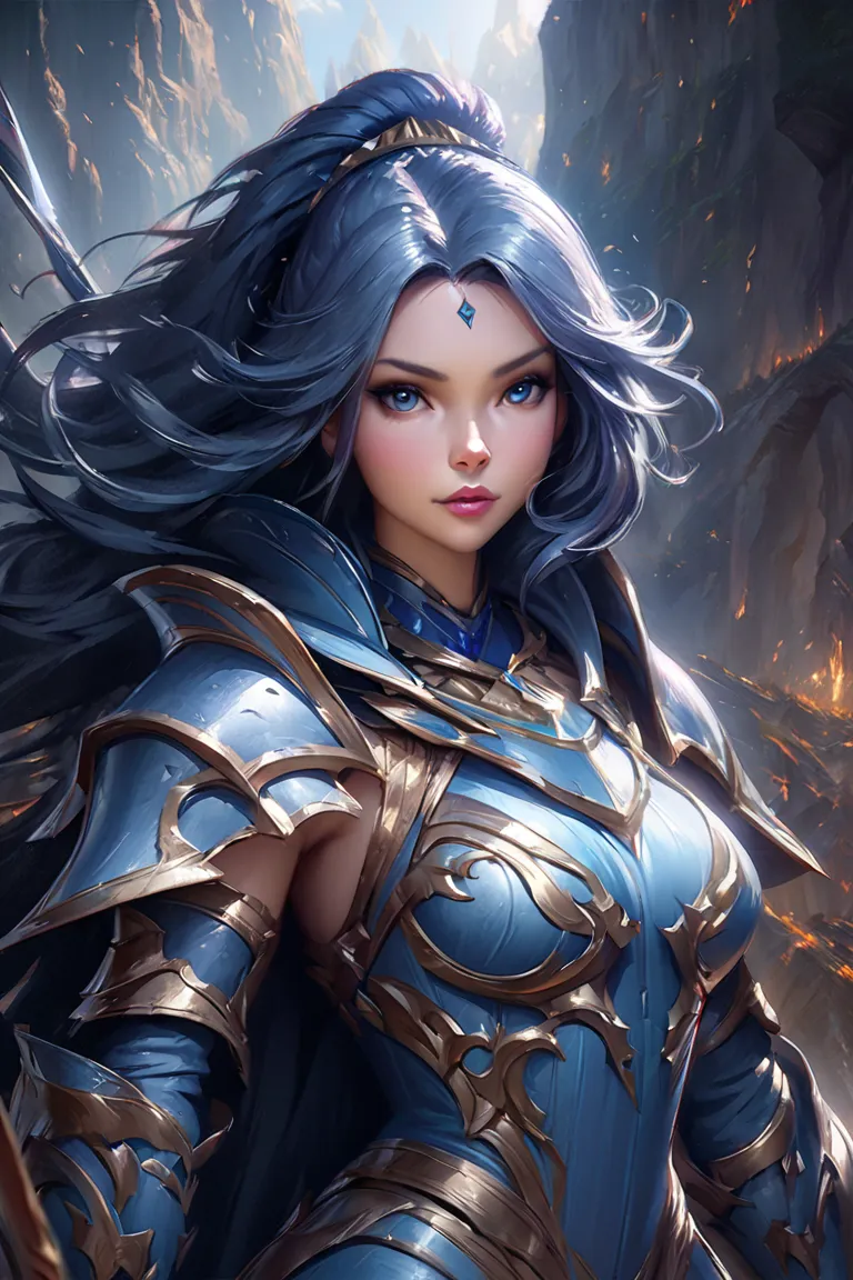  for、A close-up of a woman in a silver and blue dress is shown, ArtStation, Jan J,  detailed fantasy art,  Breathtaking Character Art ,  fanart best artstation ,  Epic and exquisite character art, Beautiful Armor,  Extremely Fine Art Garm Style ,  detailed...