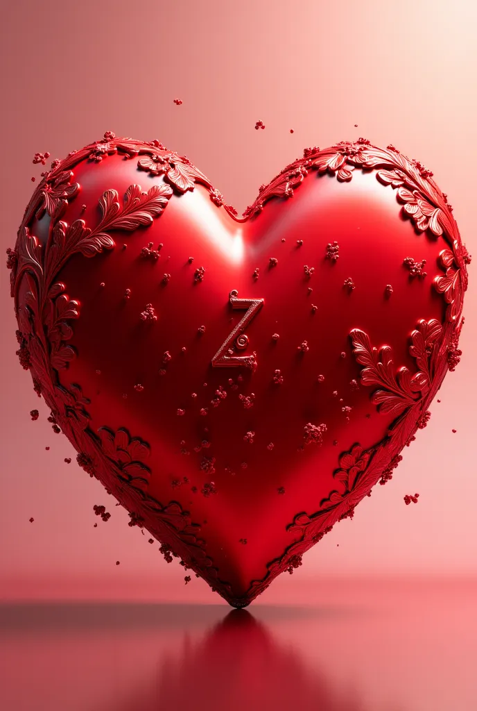 Create a red beautiful fancy heart and write in heart Z and A 