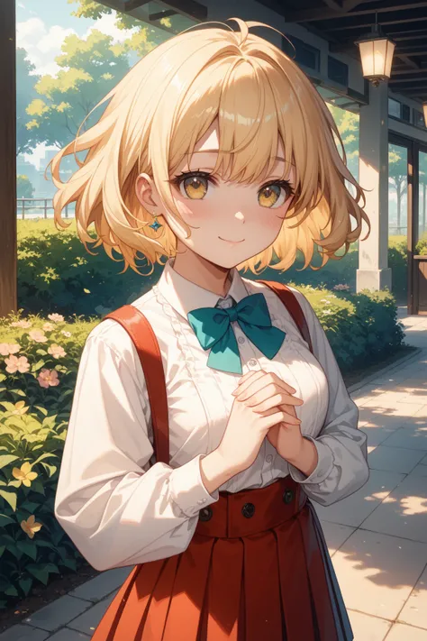 masterpiece, best quality, highly detailed, ultra high resolution, finely crafted,  
anime-style, Japanese Gal Style, schoolgirl, Heisei-era gal, blond hair,  
young female character with delicate features, short bob wavy black hair, striking golden eyes, ...