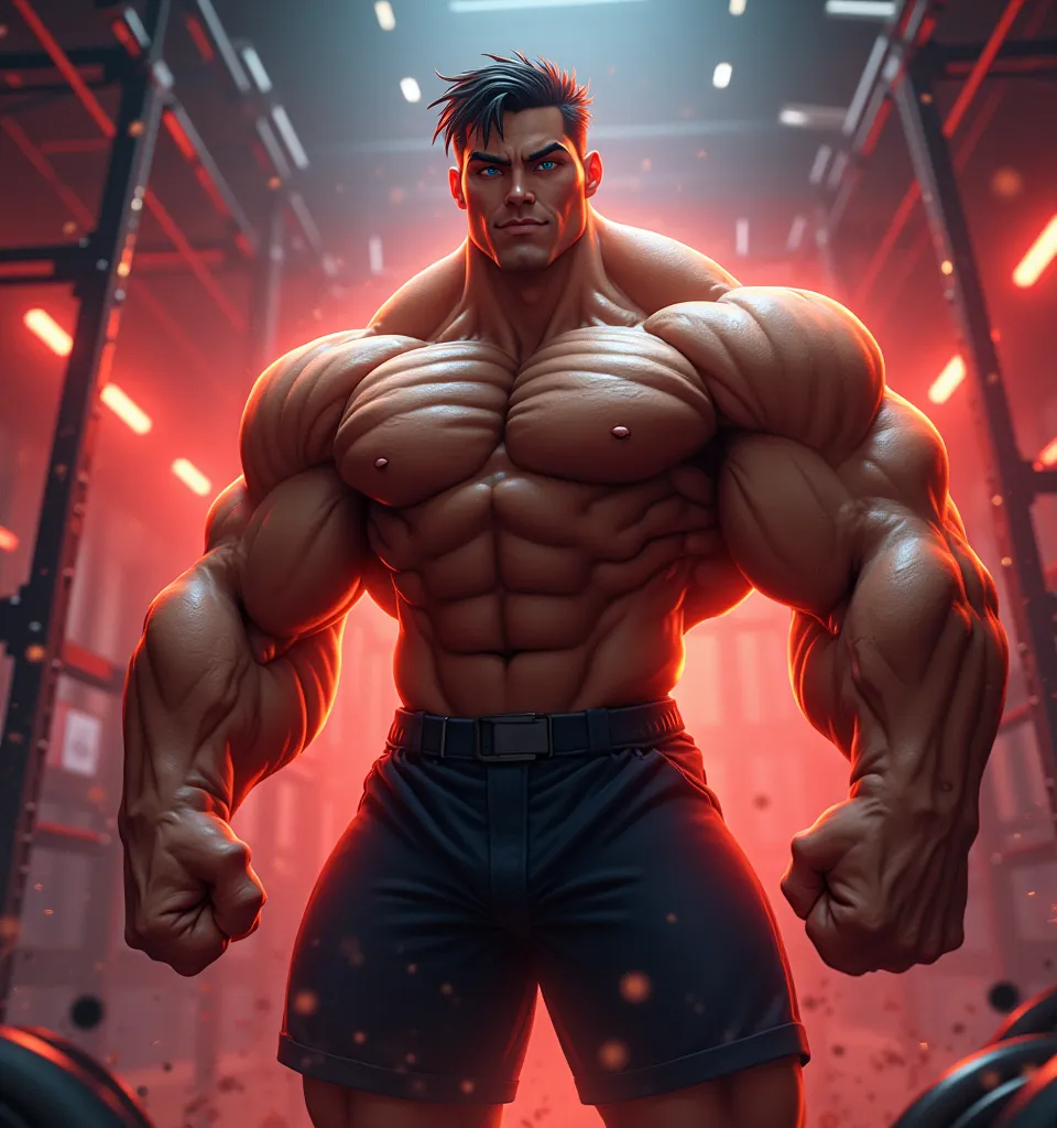 Turn the words "look lekker" into a animation picture of a bodybuilder