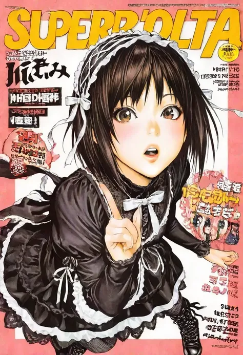 (best quality in running a company :1.2)，Kin Obata  ,magazine cover(((best quality))),(((super detailed))),(((Masterpiece))),illustration,1 girl,detailed face,OK,sweet_lolita,lace-up boots,