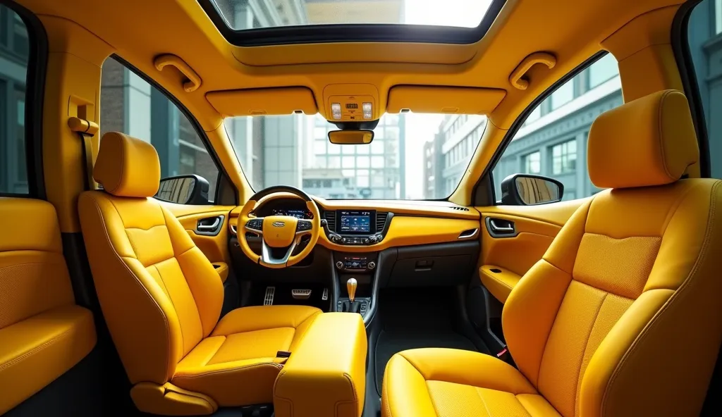 Isuzu D-Max 2025 interior yellow color full HD picture view in showroom interior 