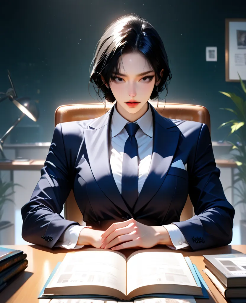 ultra detailed photography, perfect face, absolutely resolution, masterpiece.  
Sung jin woo , perfect face , detailed sexy body proportion, wear blazer suit , sitting on the chair desk office. Realistic skin, black eyes white. Detailed face. Detailed tabl...