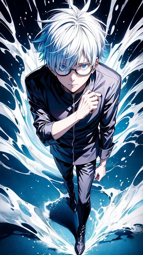 Anime boy with white hair and black glasses standing in front of a blue sky, Kaneki Ken, best anime 4K konachan wallpaper, kaneki ken,  Trigger Anime Art Style , Badass Anime 8k,  tall blue eyed anime man , 4k anime wallpaper,  anime wallpaper 4k , anime w...