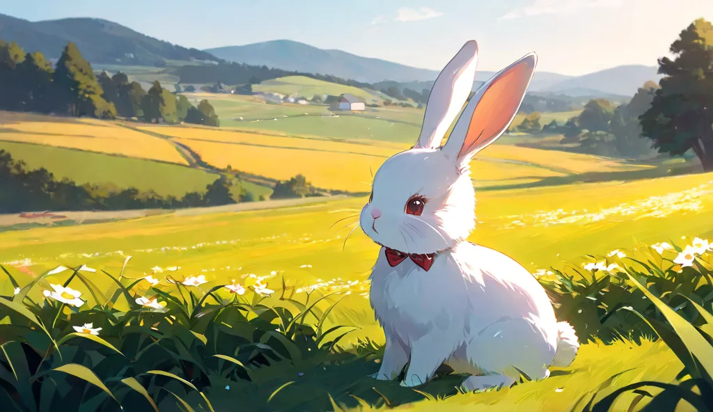 cute rabbit playing in the fields