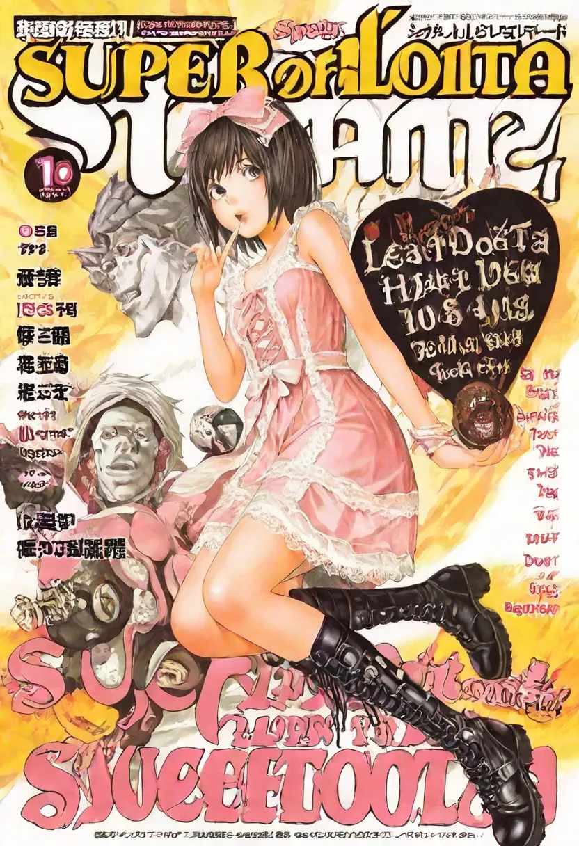 (best quality in running a company :1.2)，Kin Obata  ,magazine cover(((best quality))),(((super detailed))),(((Masterpiece))),illustration,1 girl,detailed face,OK,sweet_lolita,lace-up boots,