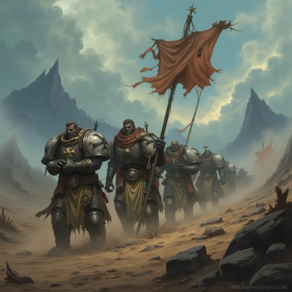 Wow of Warcraft characters walking weakly with a flag