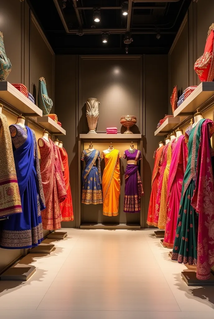 A modern saree shop without people