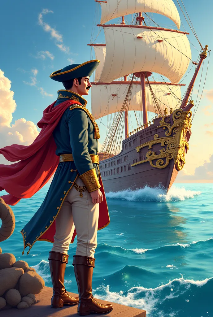 Colorful illustration of Captain Ali and his magical ship.