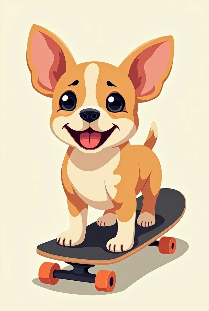 frenchie doggy riding a skate simplistic vector art