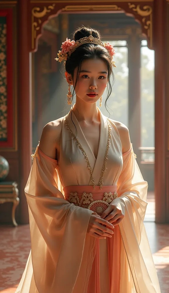 Ancient China, Gorgeous beautiful beauty sitting in the palace