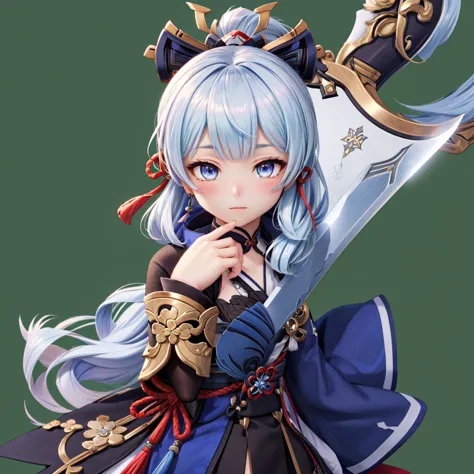 Raytraced Images Inspired by Alicia Vickander {x}。 and a sword,  Ayaka from Genshin Impact ,  Ayaka from Genshin Impact ゲーム,  Onmyoji portrait ,  Realistic , Azur Lane style, clear and vivid RPG portrait, characters from Azur Lane, Kirokaze&#39;s Pixel, Ge...