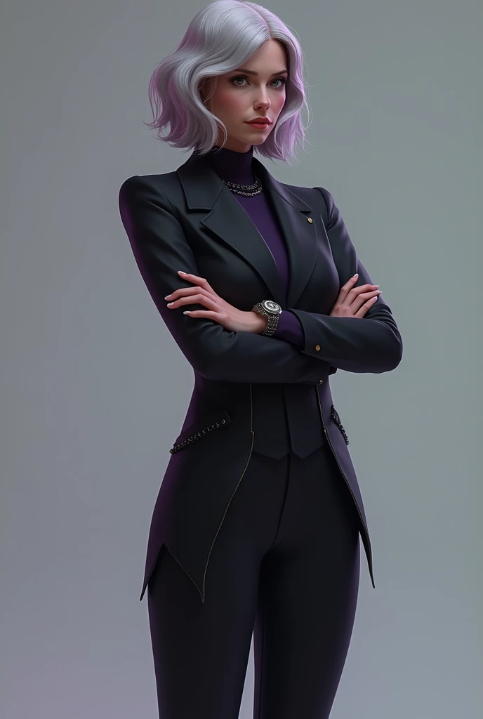 dr. Lydia Harker (Purge of Eden) — The moral voice
• Position:  standing, Arms slightly crossed, thoughtful posture.
• Facial expression: Critical, almost concerned.
• Clothing: elegant, but simple futuristic suit in dark tones. No lab clothes.
• Speci...