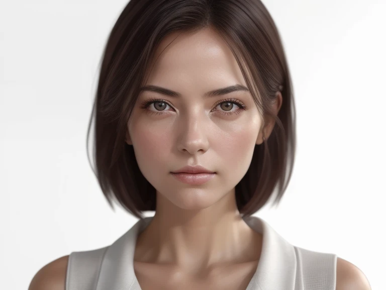 (masterpiece, best quality:1.2) 1 girl, solo, realistic, white background, high quality, photorealistic, masterpiece, ultra-detailed, 8K, HDR, studio lighting, physically-based rendering, sharp focus, vivid colors, bokeh, delicate facial features, serene e...