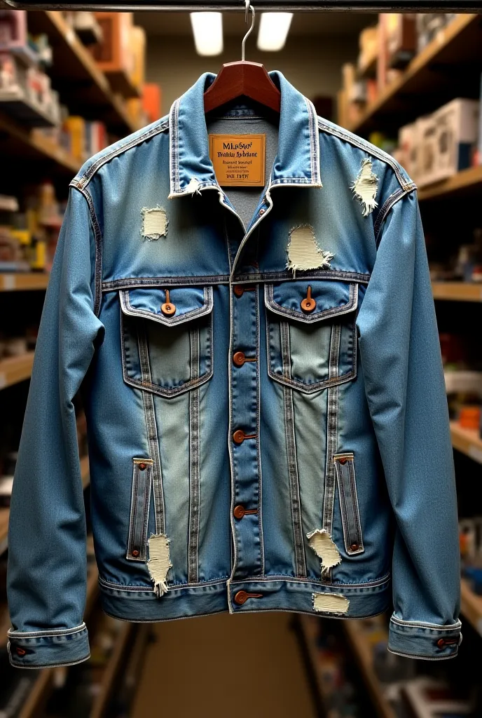 an old used jacket with rips