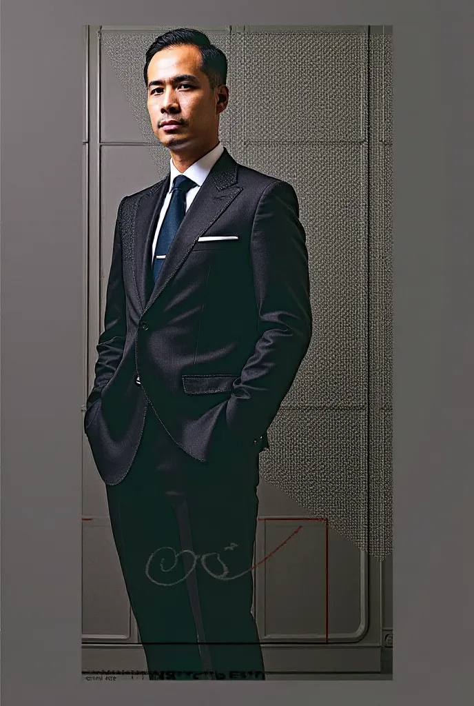 Generate a business photo in black suit using this image 