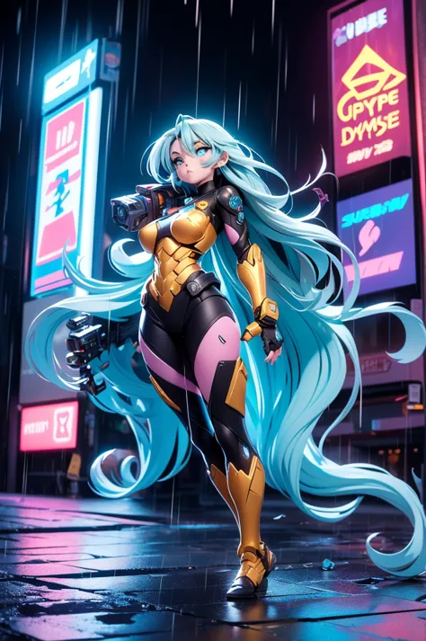 (Dynamic Angle:1.4), ((Full body posing:1.5), (Colorful:1.2), (Highly detailed CG Unity 16K wallpaper:1.1), (Denoising strength: 1.45), (tmasterpiece:1.37), ((Official art)), of the highest quality, (Realistic), Green Cyber Girl, 2 head body,Deformed Chara...