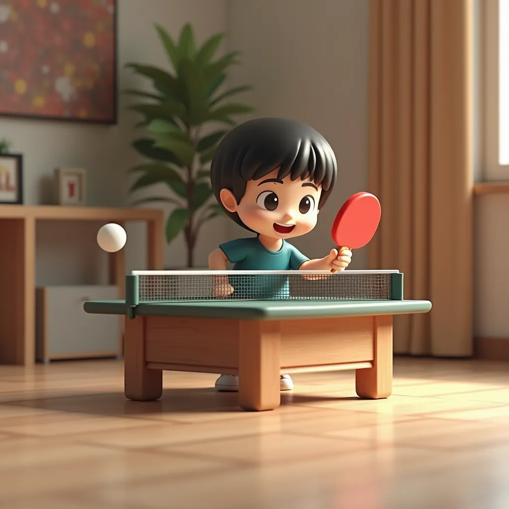 a table tennis player in box toy,8k,3d anime