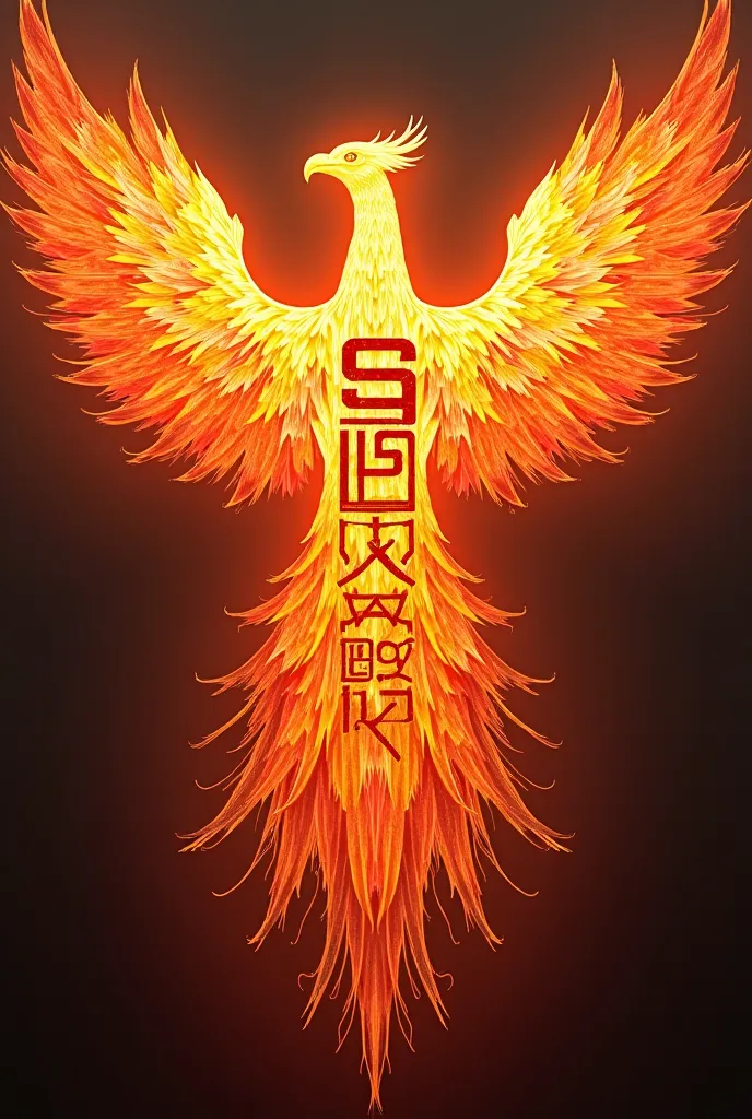 Name Sadrak in an Aramaic, font with a burning phoenix coming out from behind the name