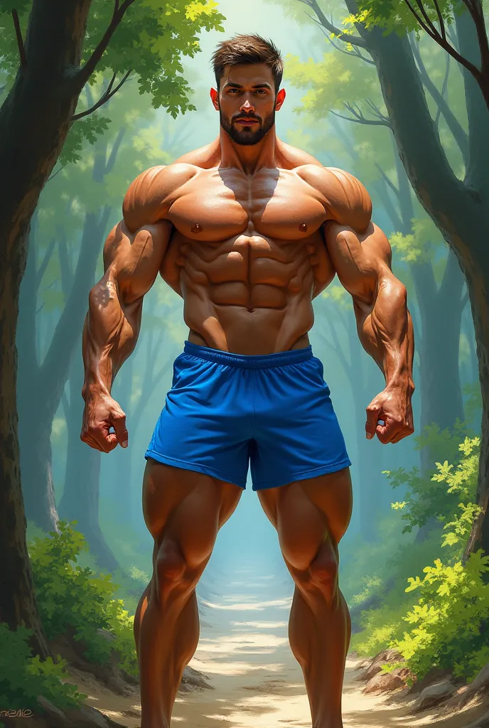 Gymrat tree with blue shorts