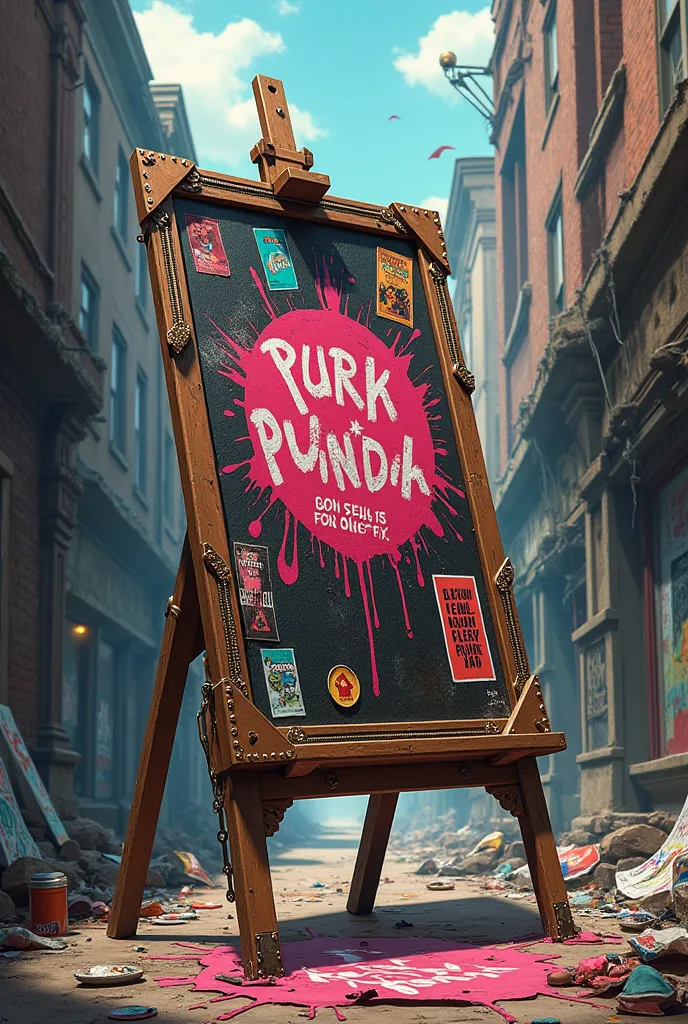 An easel that refers to the punk revolution 