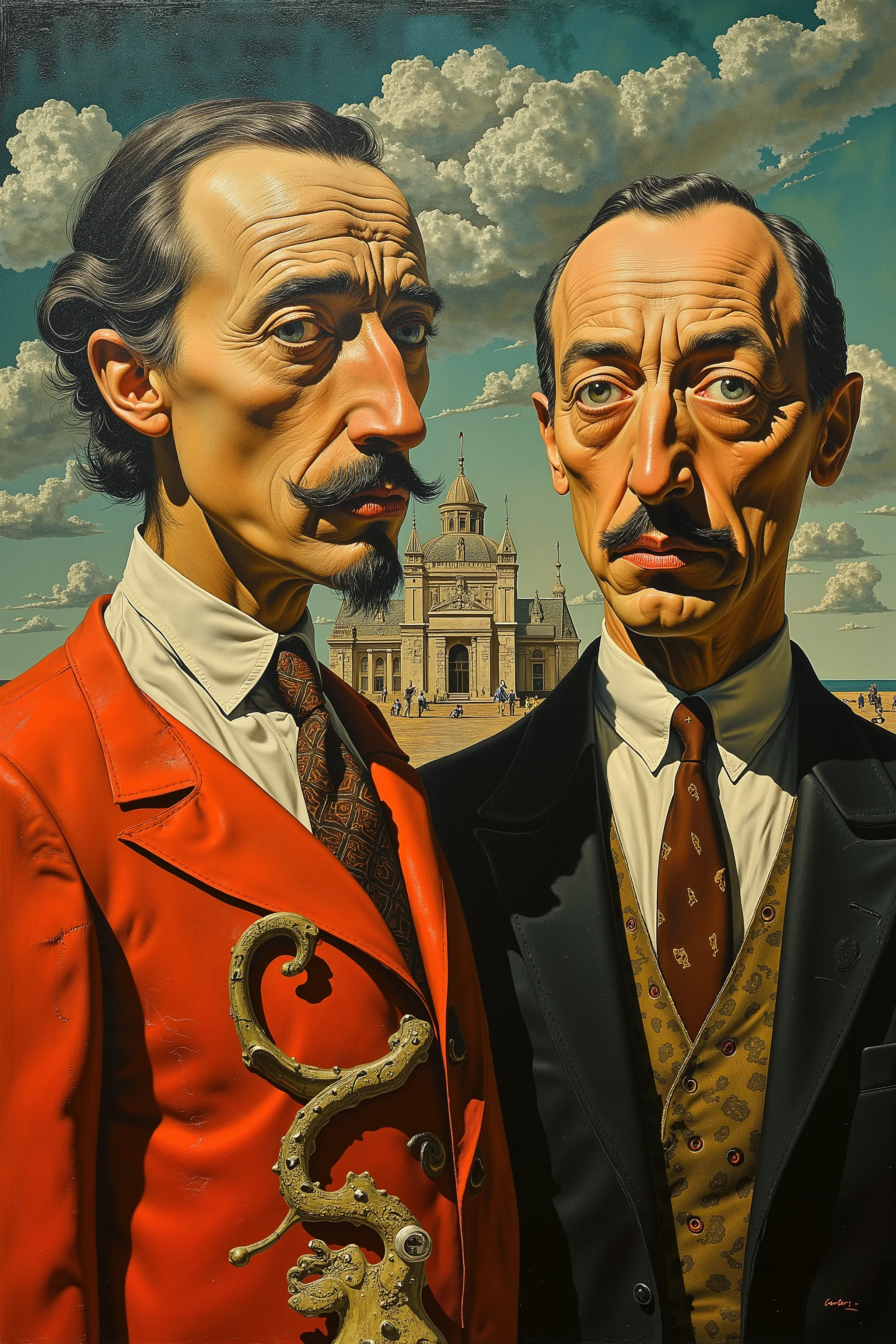 American Gothic painted by Salvador Dali. Detailed surrealistic painting by Salvador Dali  