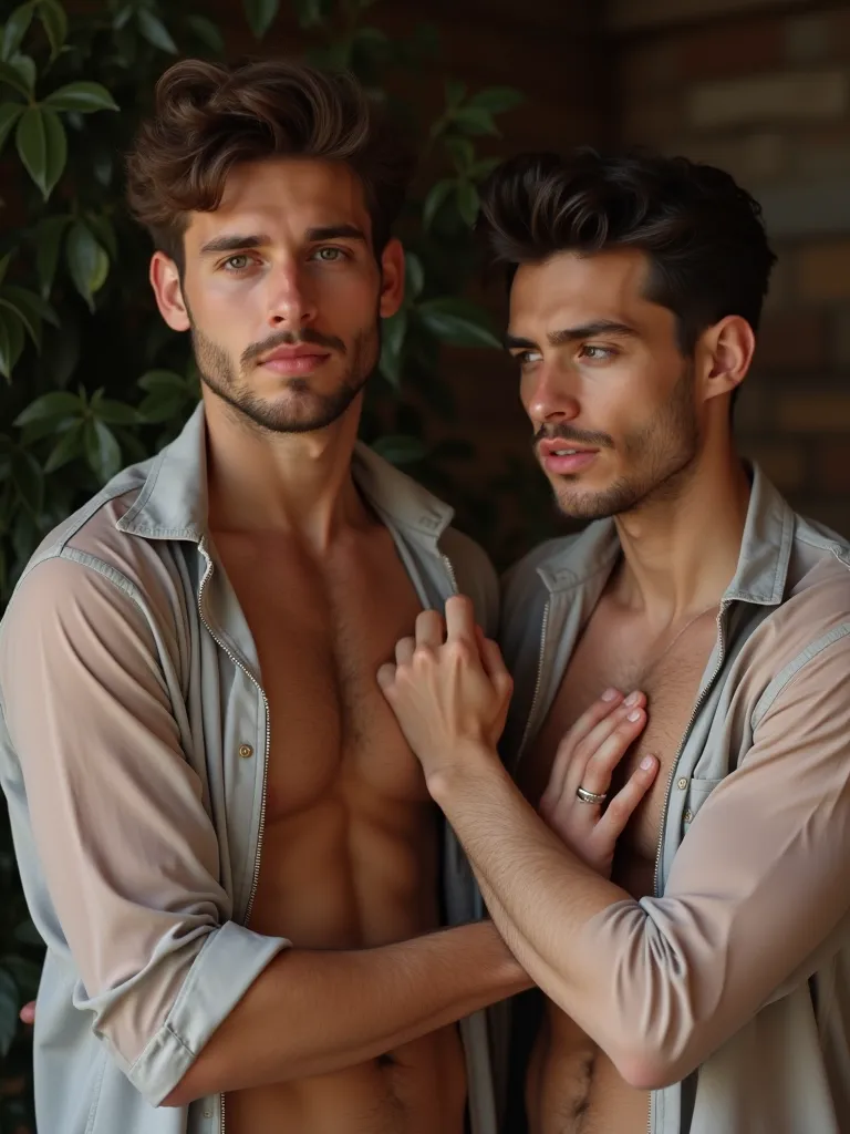 Two 22 years old cute hot sexy guys. Small light beard. Translucent glossy full sleeve zipper collar shirt. Sweaty drenched. Chest. Nipples. Licking armpits. Licking armpits. Licking armpits. Licking armpits. Licking armpits.