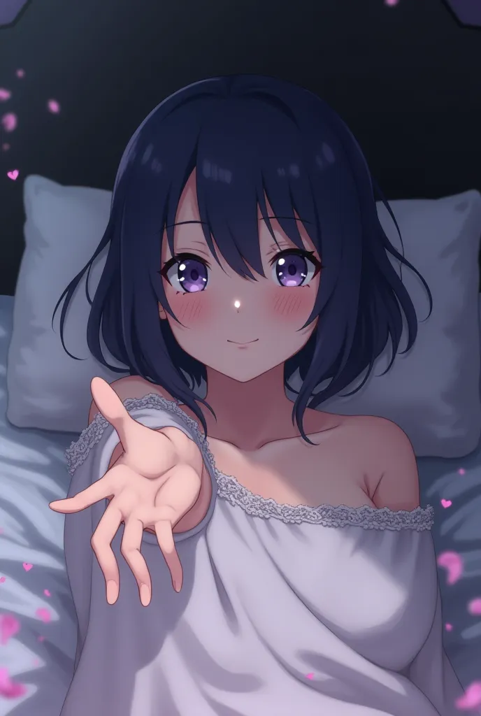 Hinata from Naruto invites you to join her in under the blanket of her bed while she is naked