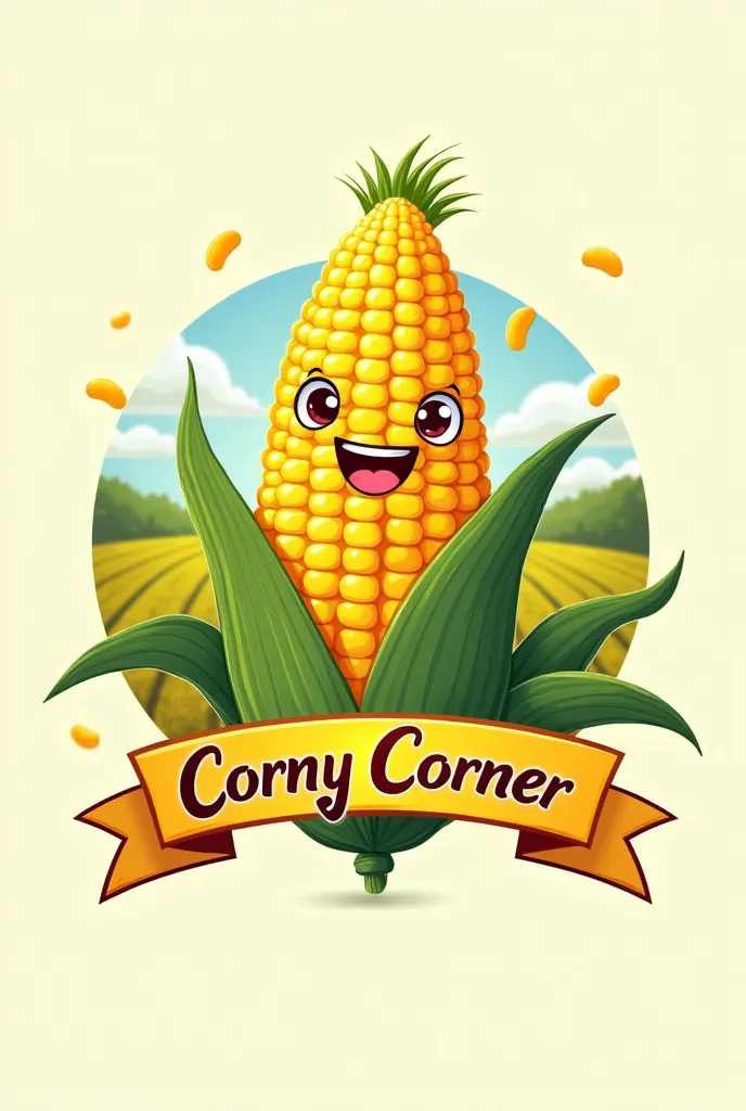 a logo for business. a hot sweet corn and mais con yelo, name is corny corner