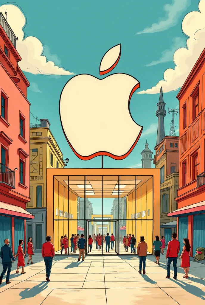 Draw an Apple Store but make it look like a drawing